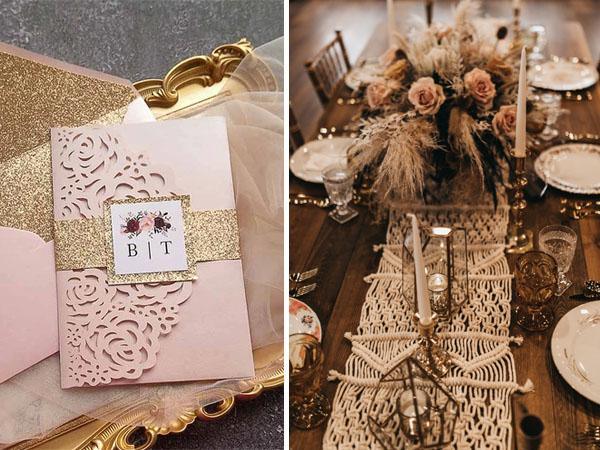 2022 New Romantic Boho Rustic Laser Cut Wedding Invitations | Clear Wedding Invites