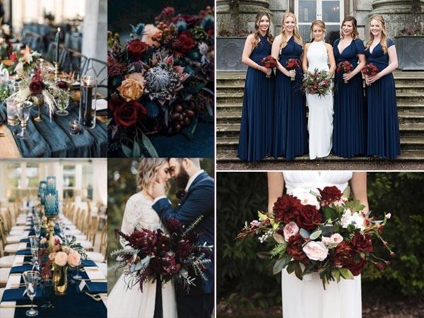 4 Chic Moody Navy Wedding Color Palette with Matching Wedding Invitations
