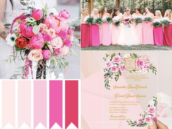 7 Super Colorful Bright Pink Wedding Ideas with Invitations - Clear Wedding Invites