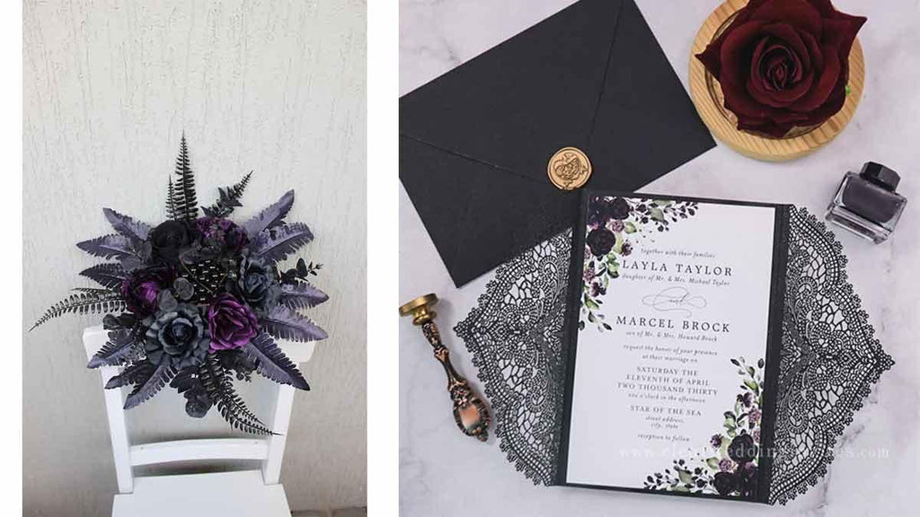 Black and Purple Wedding Colors and Wedding Invitations