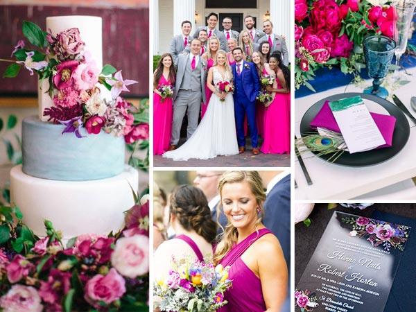 Intriguing Jewel Tone Wedding Colors With Fuchsia Hues