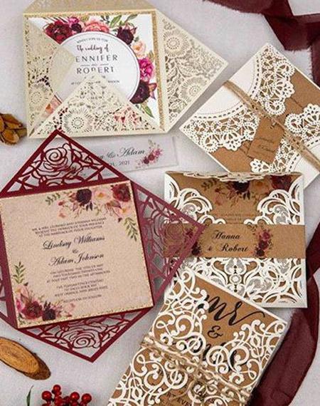 Burgundy Boho Rustic Wedding Ideas and Matching Invitations for Your Big day | Clear Wedding Invites
