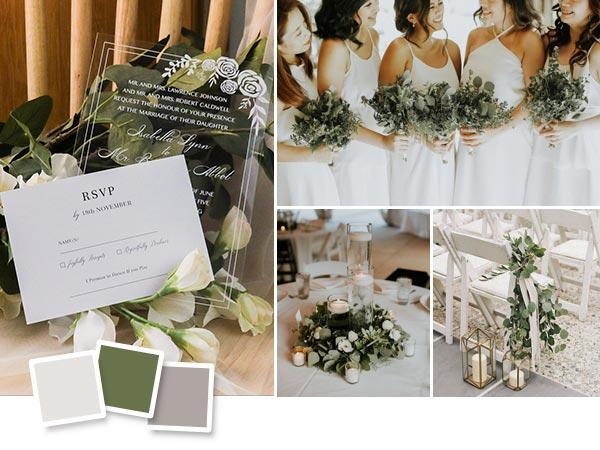 Eco-Conscious White and Green Color Ideas for a Simple Wedding | Clear Wedding Invites