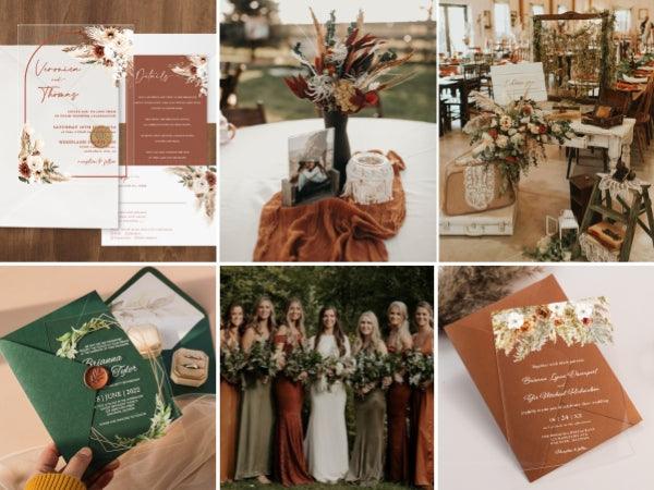 Custom Rustic Wedding Invitations with Clear Acrylic