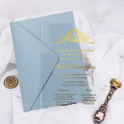 Foil Swirl Crest Invitations, Foil Wedding Invitations, Quinceanera Invitation, Baptism Invitation, Sweet Sixteen, birthday invitations CWIFI12