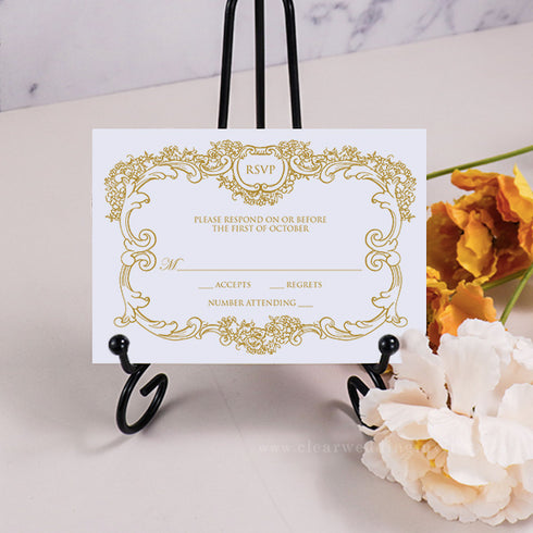 formal classic real gold framed monogram foil wedding invitation CWIP02
