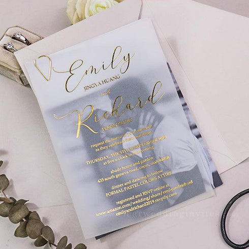 luxury modern custom foil vellum wedding invitation CWIFI01