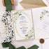 ivory laser cut pocket wedding invitations with floral framed wording CWIL14