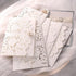 formal ivory lace pocket wedding invitation with silver buckle CWIL102