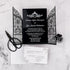 Chic Swirl Crest Gate-fold Acrylic Pocket Wedding Invitation CWIA292