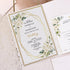 ivory laser cut pocket wedding invitations with floral framed wording CWIL14