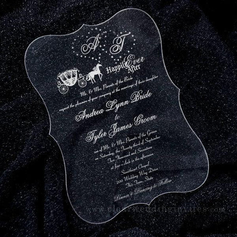 Enchanted Carriage Castle Fairytale Foil Invitations for Wedding Birthday Baptism CWIP07