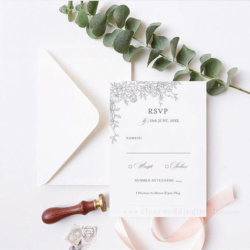 white ivory roses acrylic wedding invitations 1mm thickness CWIA38