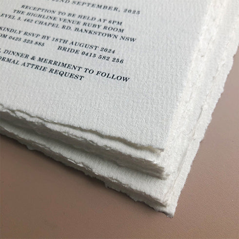 Affordable simple elegant deckled edge wedding invitations CWID01