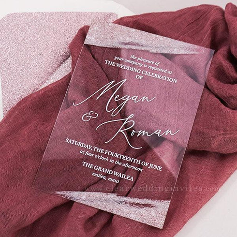 shine bright metallic faux rose gold brush stroke acrylic invitation CWIA97