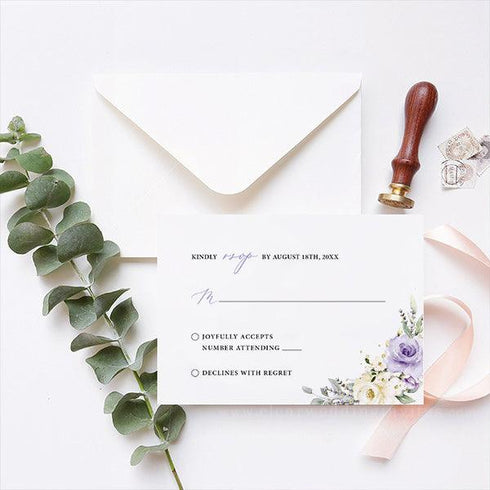 Romantic Purple Floral 1mm Acrylic Wedding Invites CWIA22