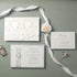 formal ivory lace pocket wedding invitation with silver buckle CWIL102