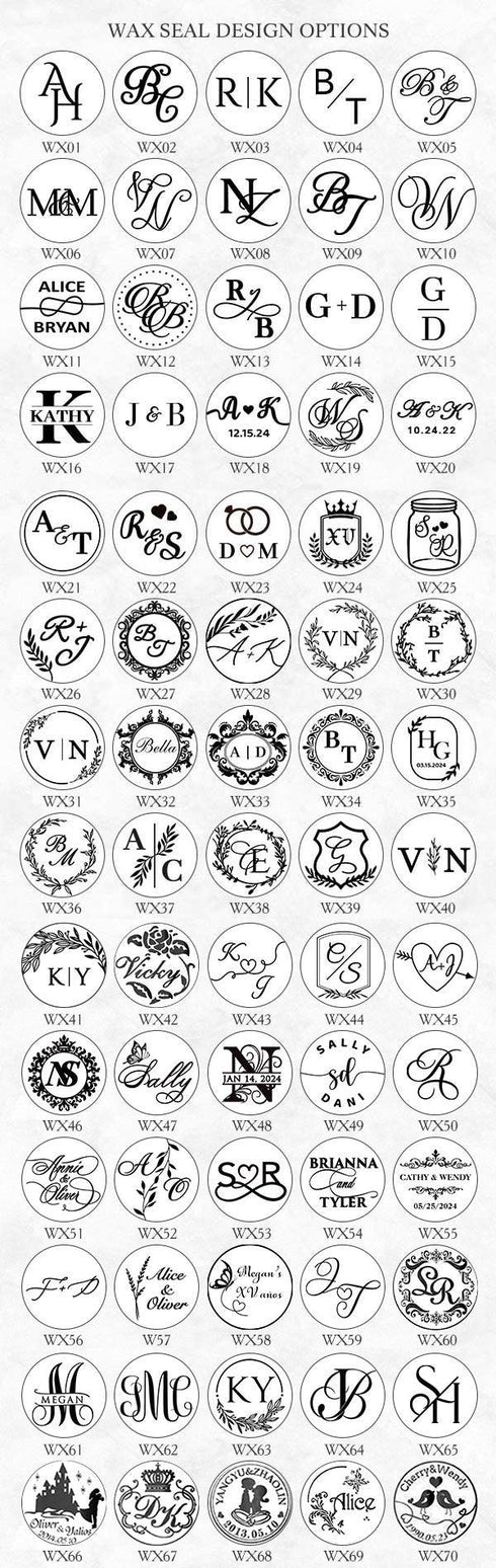 Monogram wax seal stickers 25mm for vellum pockets/invitations/envelopes CWIWAXM