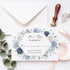 Dusty Blue Navy White Floral Transparent Wedding Invitations