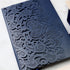 Rustic Navy Blue and Blush Pink Rose Floral Laser Cut Wedding Invitations