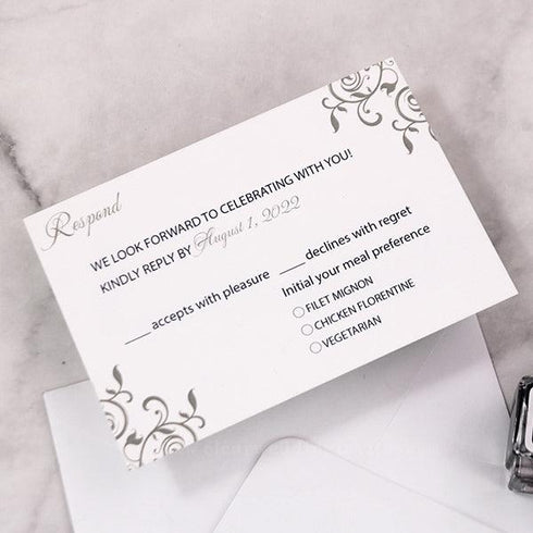 Chic Swirl Crest Gate-fold Acrylic Pocket Wedding Invitation CWIA292