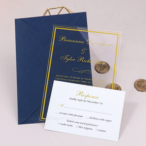 Golden UV Ink Simple Modern Acrylic wedding invitations CWIA49