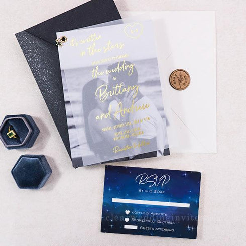 It’s written in the stars celestial foil vellum wedding invitations CWIV41