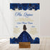 Mis quince royal blue and gold confetti quinceanera acrylic invitation CWIA220