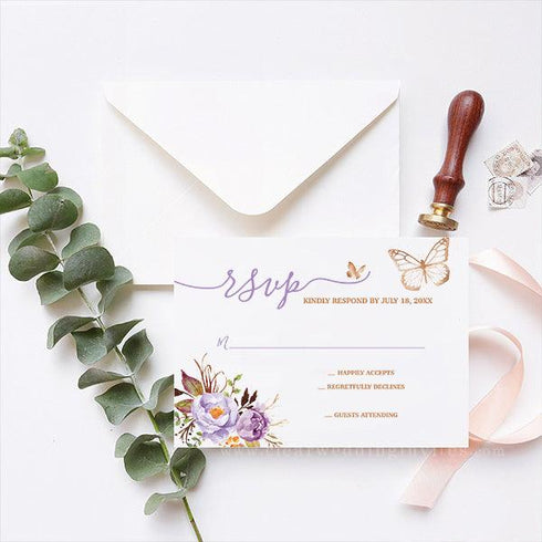 Purple Lavender Butterflies Floral Baby Shower Quince Acrylic Invitation CWIBA22