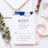 Royal Blue White and Silver Floral Acrylic Wedding Invitation