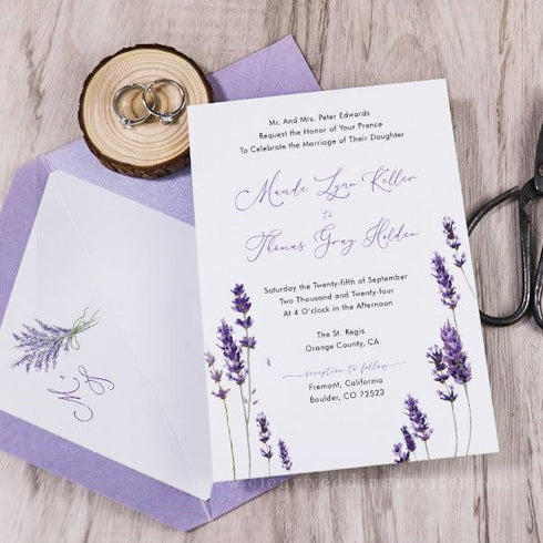 Simple and Elegant Lavender Vellum Wedding Invitations CWIV30