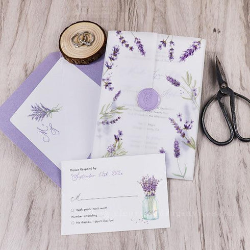 Simple and Elegant Lavender Vellum Wedding Invitations CWIV30