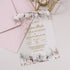 blush pink floral acrylic pocket wedding invitations CWIA269
