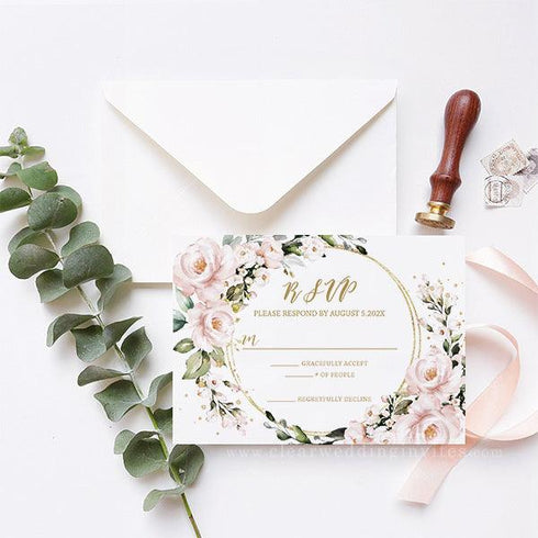 Quinceañera Blush Pink Floral Mis Quince Anos Transparent Invitation CWIA133