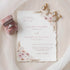boho dusty rose and pampas grass wedding invitations with deckled edge