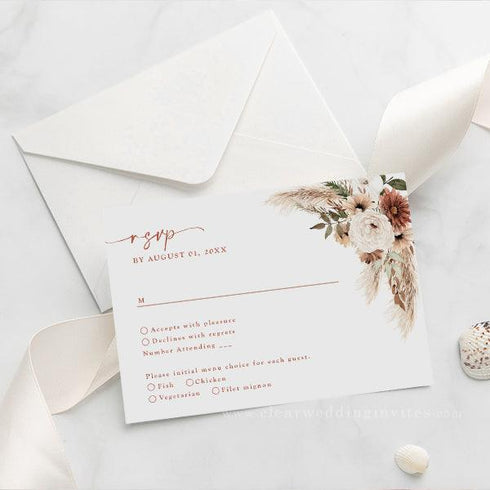 Boho Terracotta Arch Acrylic Wedding Invitations CWIA299