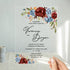 dark red and dusty blue floral acrylic wedding Invitations CWIA128