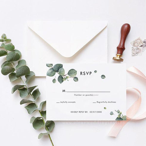 eucalyptus foliage vellum wedding invitations CWIV36
