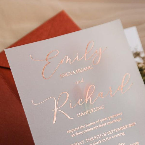 luxury modern custom foil vellum wedding invitation CWIFI01