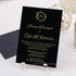 gold foliage black acrylic wedding invitations