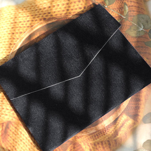 Gold Foil Acrylic Wedding Invitations with Black Velvet Pockets