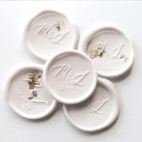 Gold Confetti Monogram wax seal sticker 25mm for invitations/envelopes