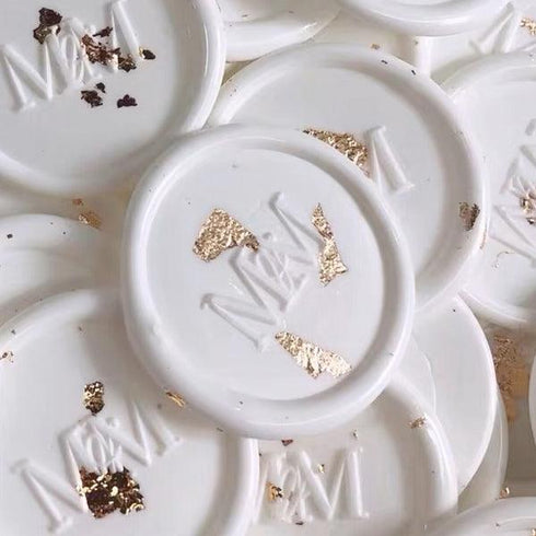 Gold Confetti Monogram wax seal sticker 25mm for invitations/envelopes