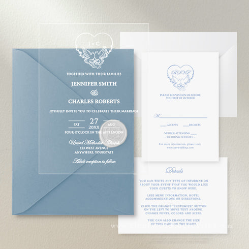 Love birds tie the knot Acrylic Wedding Invitations CWIA300