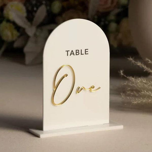 fancy script modern acrylic table number sign