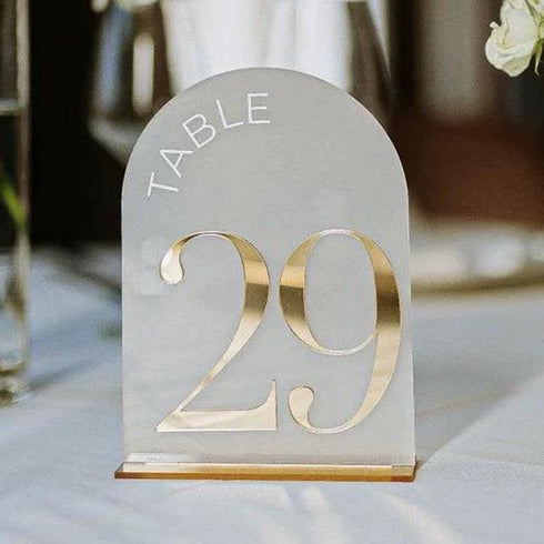 fancy script modern acrylic table number sign