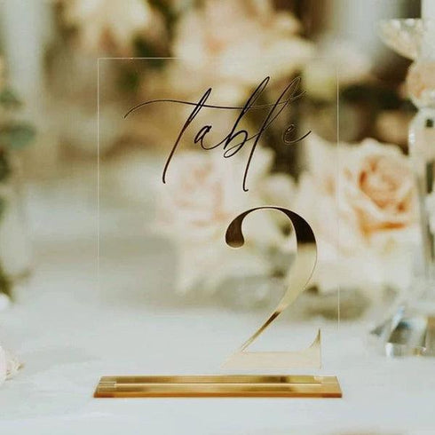 fancy script modern acrylic table number sign