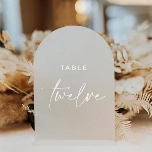 fancy script modern acrylic table number sign