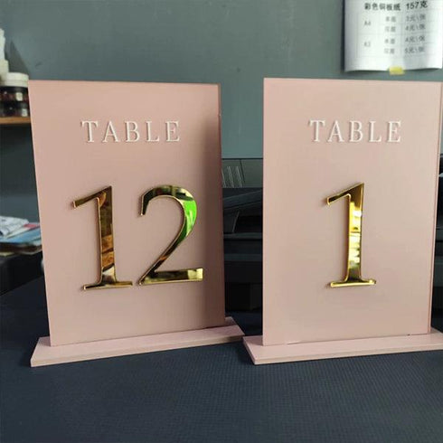 fancy script modern acrylic table number sign