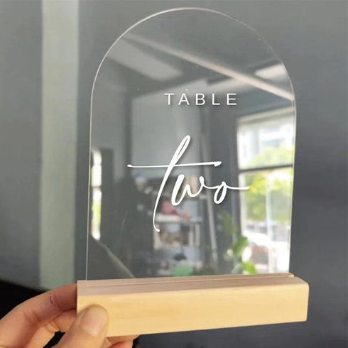 fancy script modern acrylic table number sign